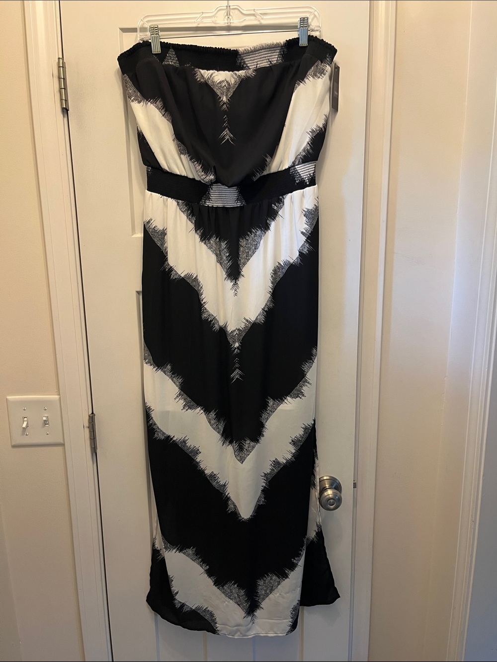 Mossimo Supply Co. Black and White Strapless Chevron Maxi Dress